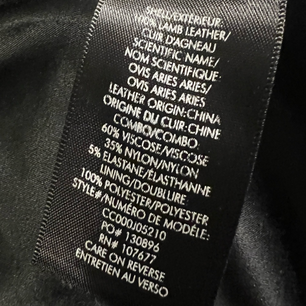 Alice + Olivia Lamb Leather Cropped Moto Jacket Draped Open Front Black-Size S - Picture 4 of 4